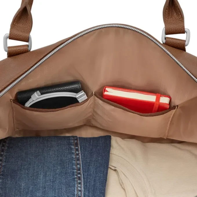 Maleta de fin de semana clásica de piel